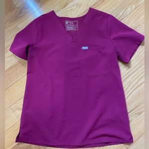 Figs Catarina Scrub Top- Dark Magenta